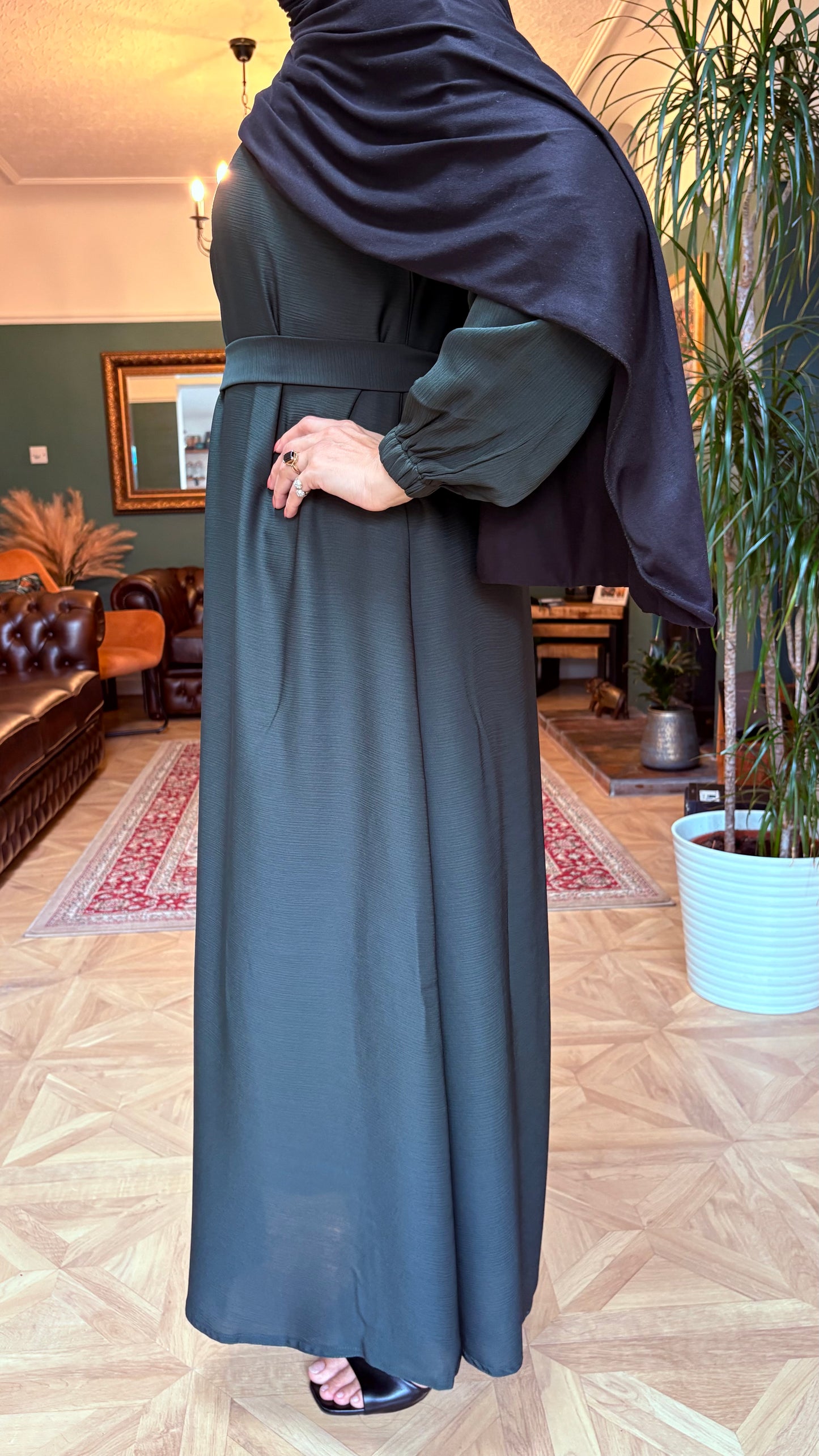 Jade green classic closed abaya