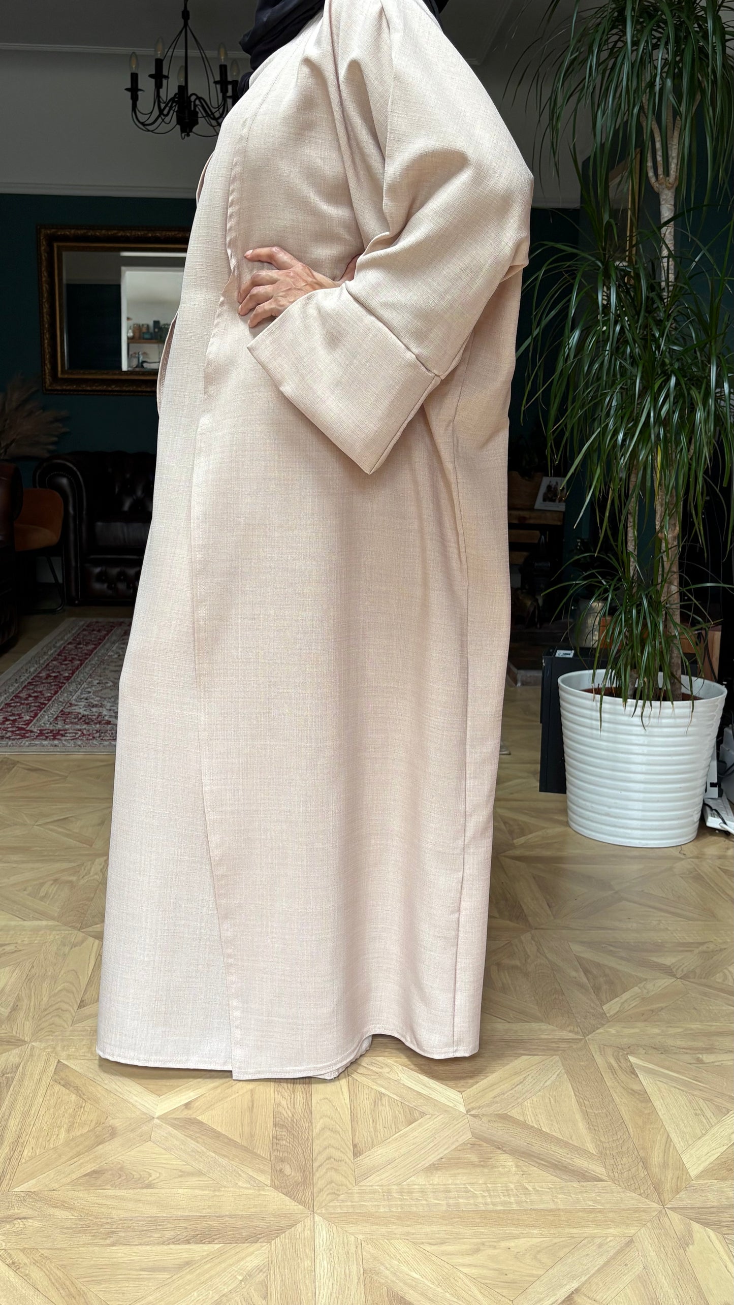 Casual chic cream abaya set