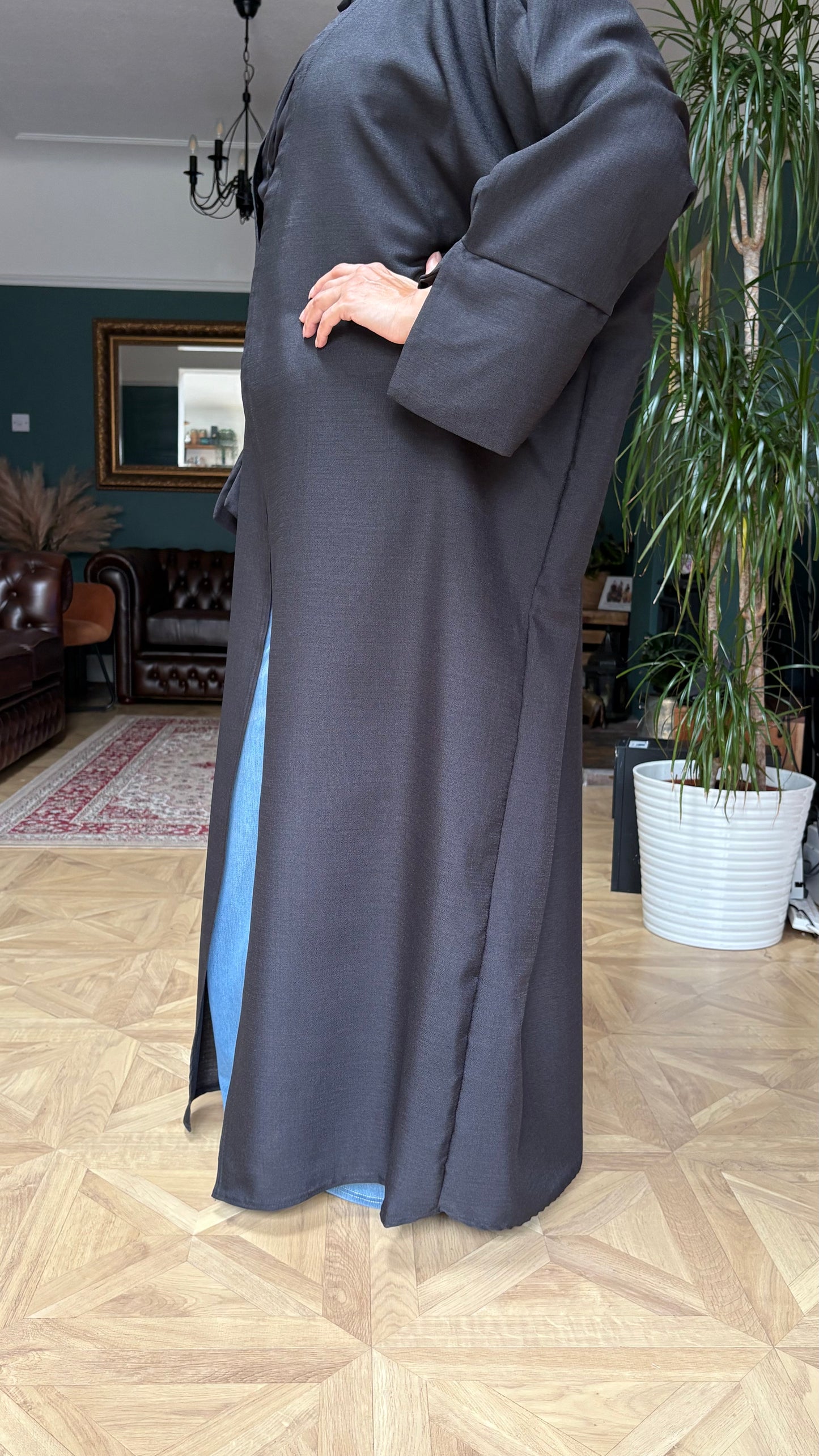 Casual chic black abaya set