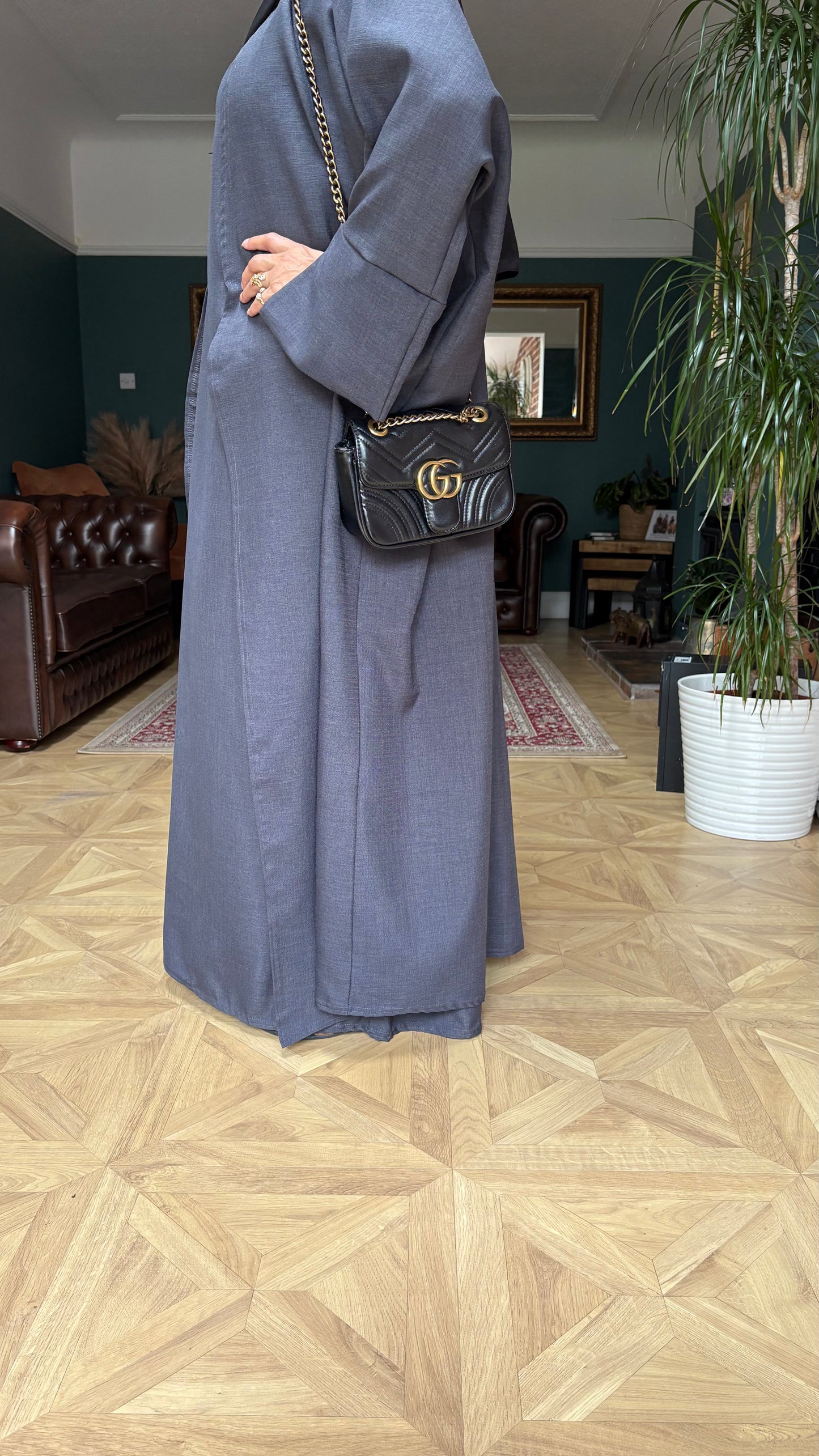Casual chic grey abaya set