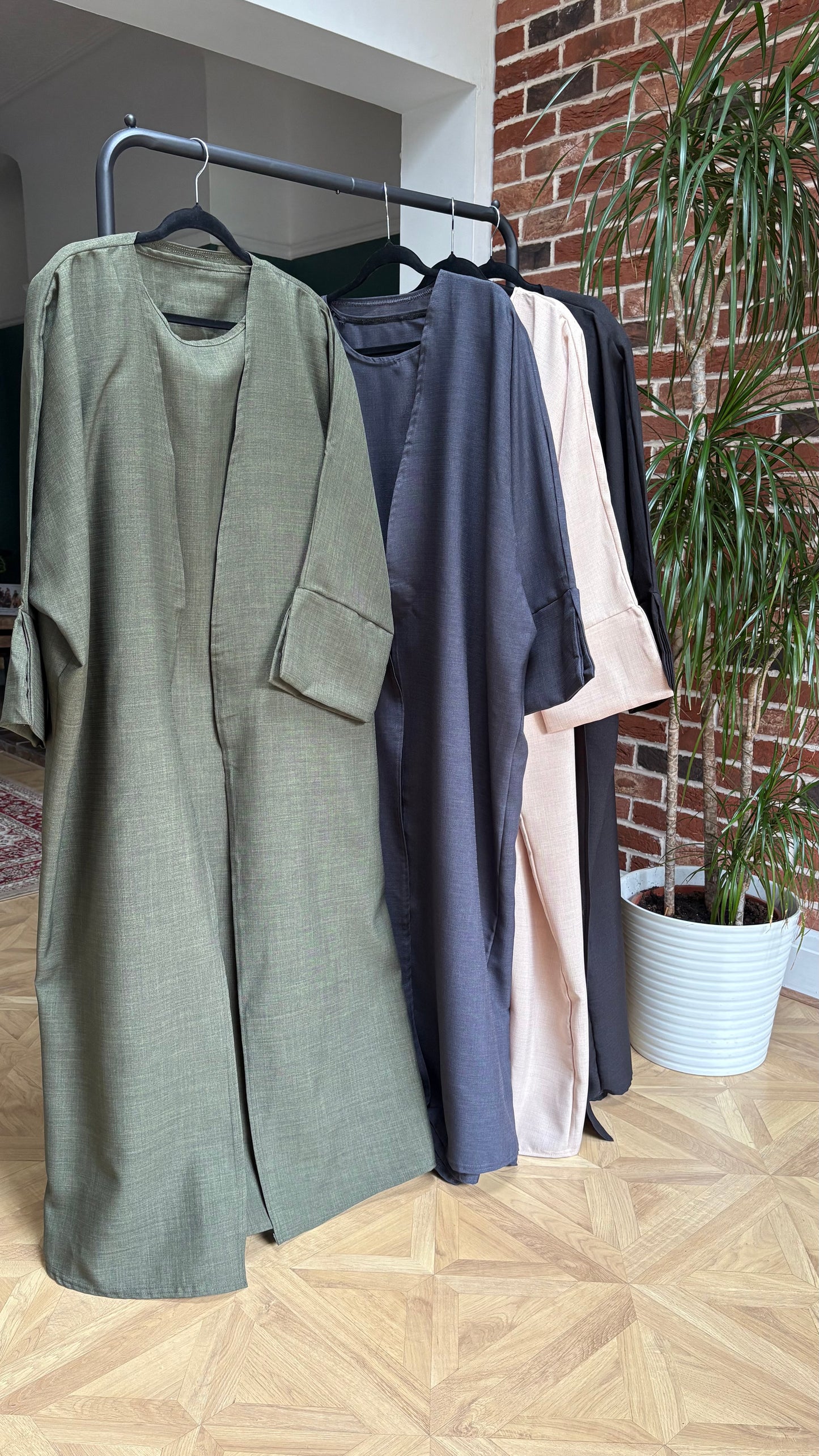 Casual chic khaki abaya set