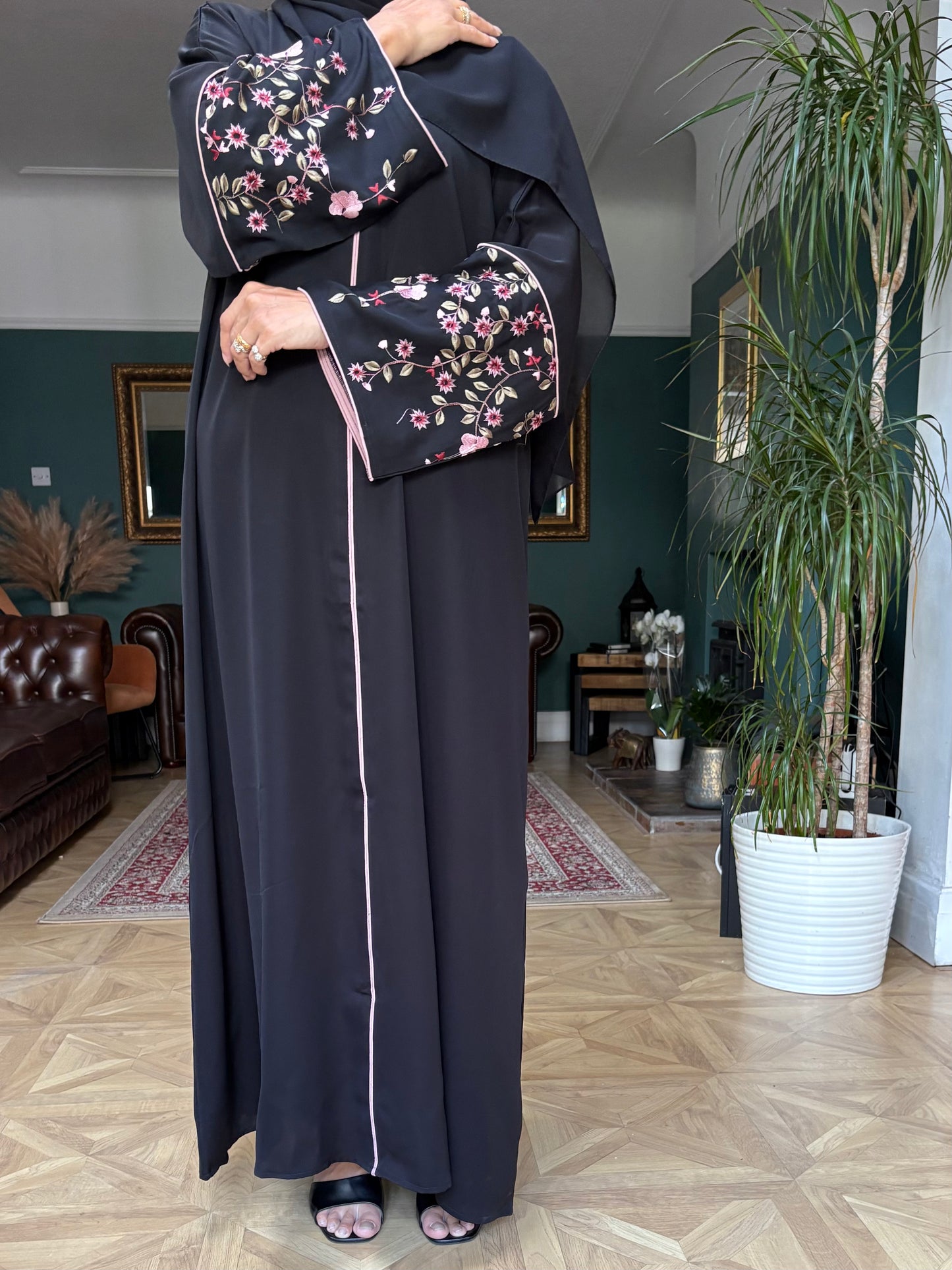 Aisha Abaya set - pink blossom