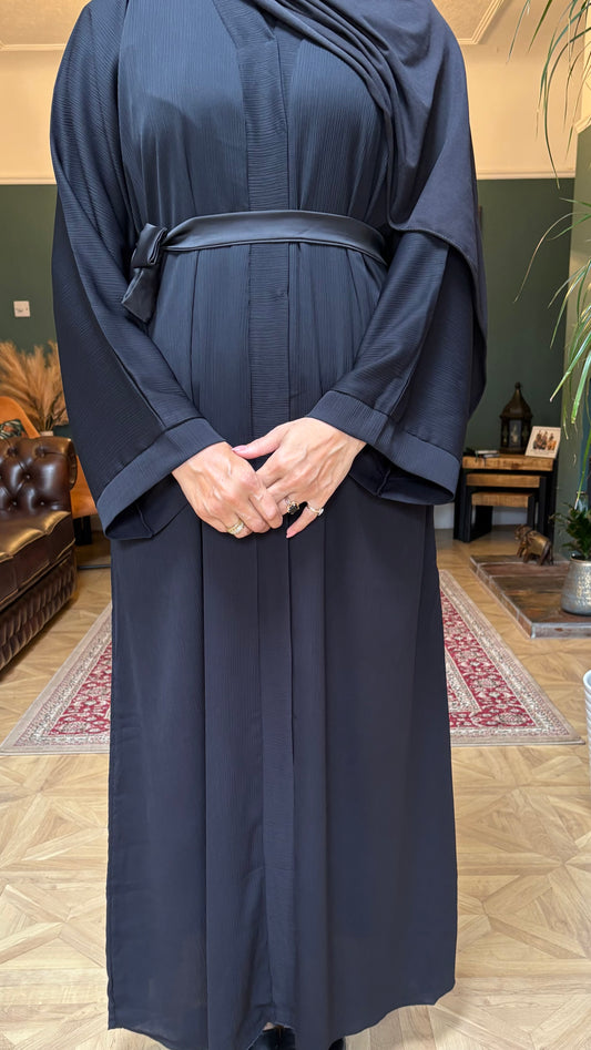 classic lady black open abaya