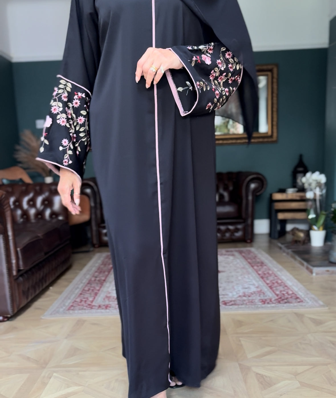 Aisha Abaya set - pink blossom