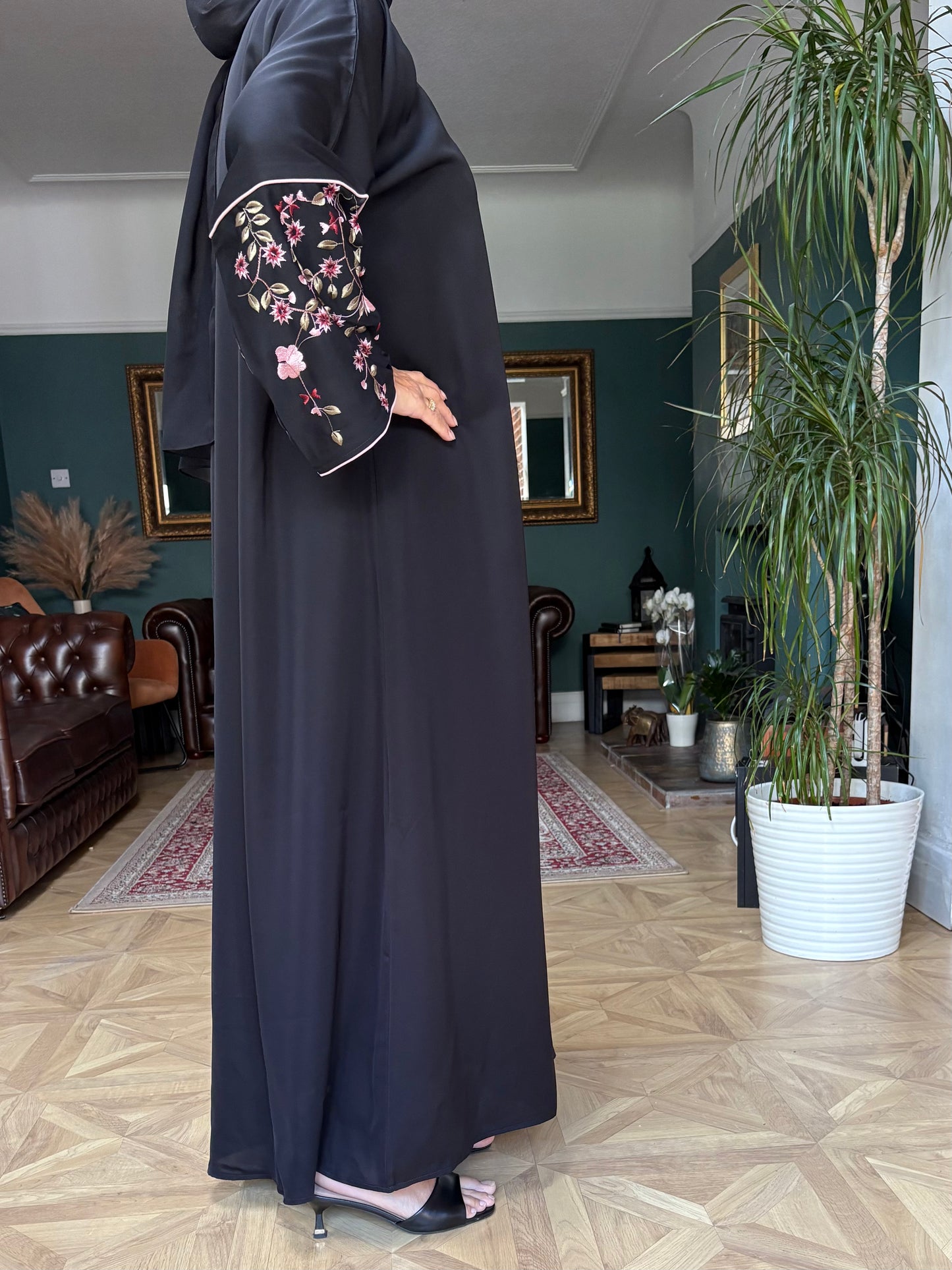 Aisha Abaya set - pink blossom