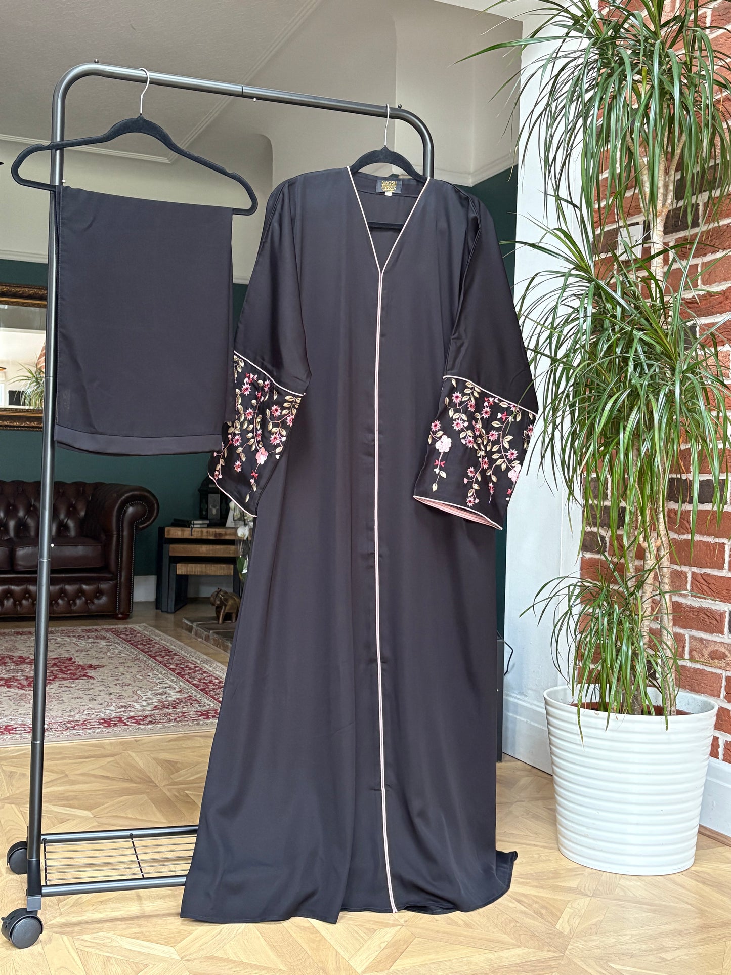 Aisha Abaya set - pink blossom