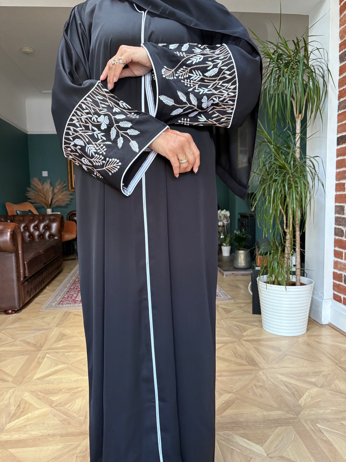 Aisha Abaya Set - white blossom
